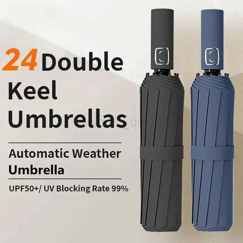 Strong Wind Resistant Umbrella 12K Ribs Fully-automatic Folding 108cm Diameter Business Outdoor Travel UV Parasol and Rain H260314