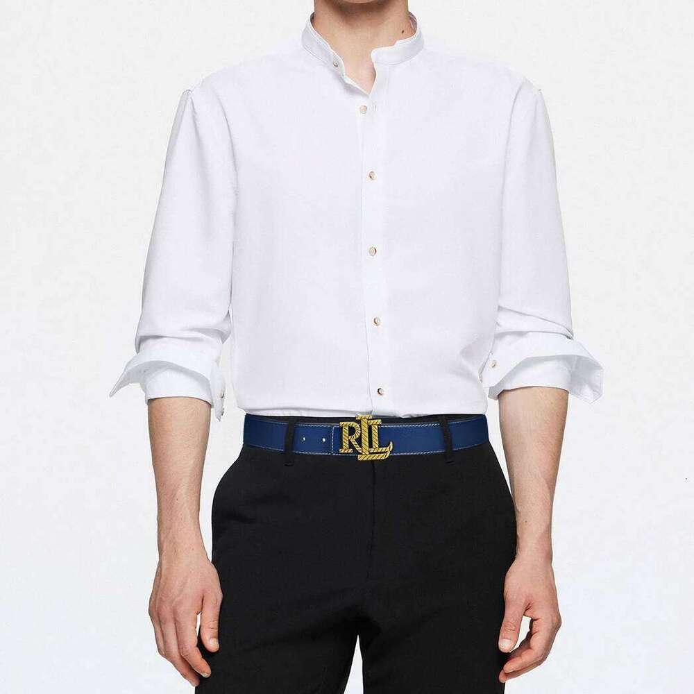 Men's Black PU Leather with RLL Print Design Versatile Multi-Color Business Casual Formal Belt for Jeans Trousers Gift Z260226
