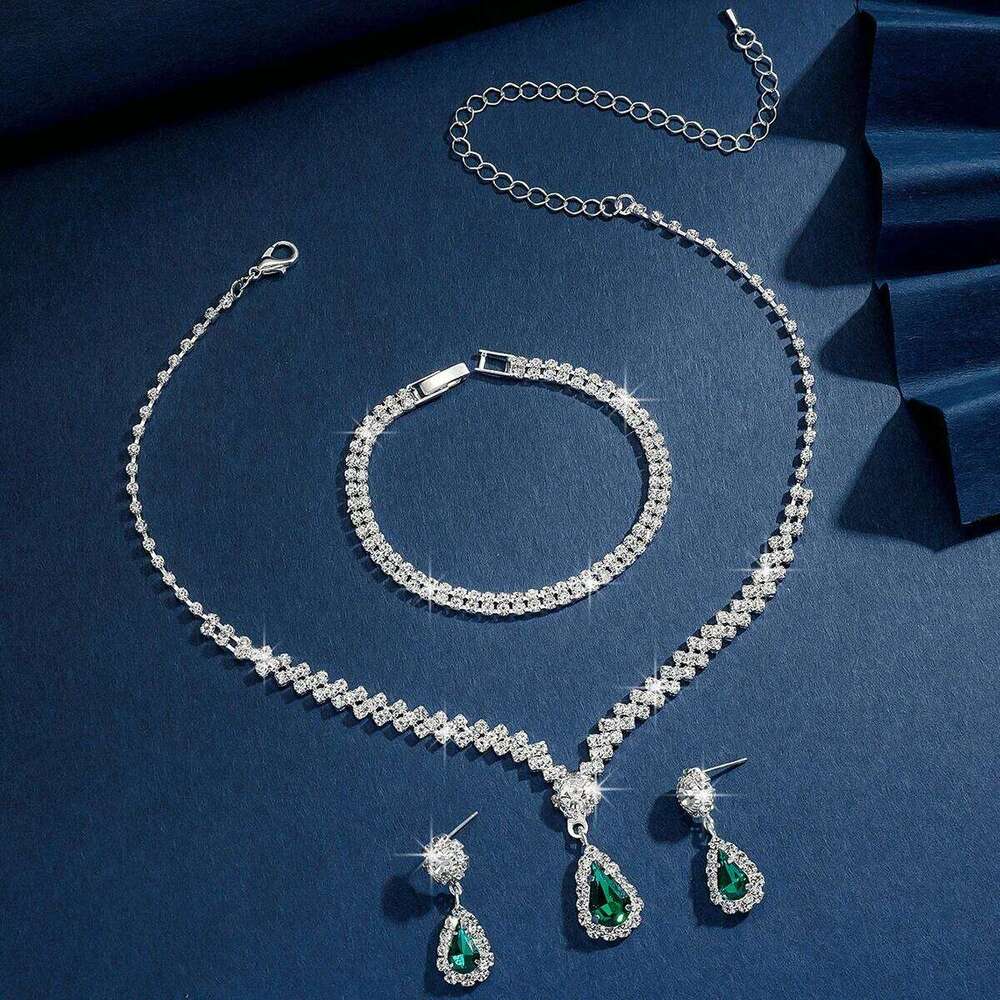 4PC Women's Fashion Simple Necklace Earrings Bracelet Jewelry Set Suitable for Wedding, Party, Festival Gifts Z260313