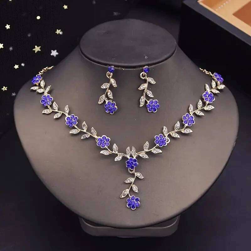 3 Pcs Sweet Jewelry Exquisite Rhinestone Pendant Banquet Party Women Fashion Romantic Crystal Necklace Earring Accessory Set Z260313