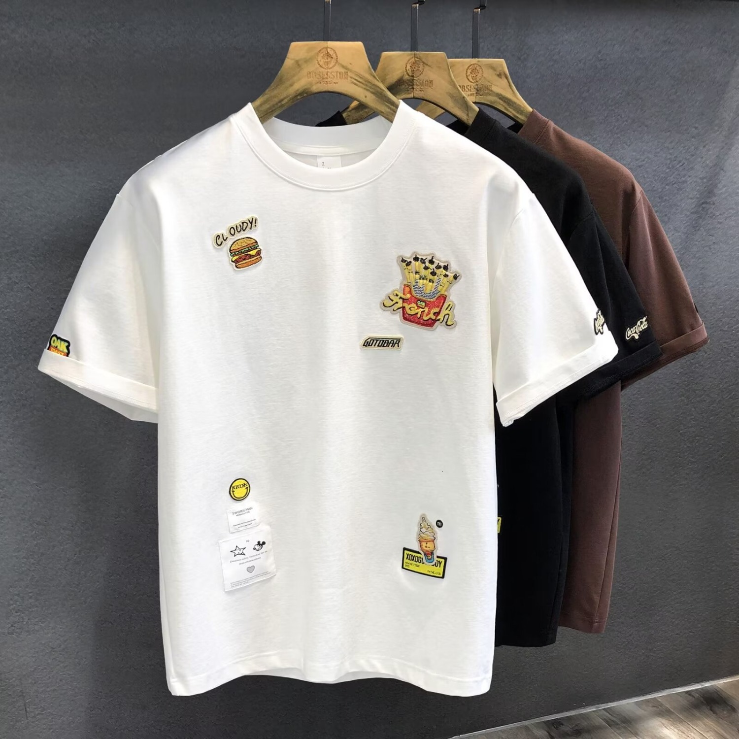 Summer New Designer T-shirt Men's Round Neck Short Sleeve Personalized Designer Hoodie Cartoon Polo Print Trendy Casual Pure Cotton Half Sleeve Top
