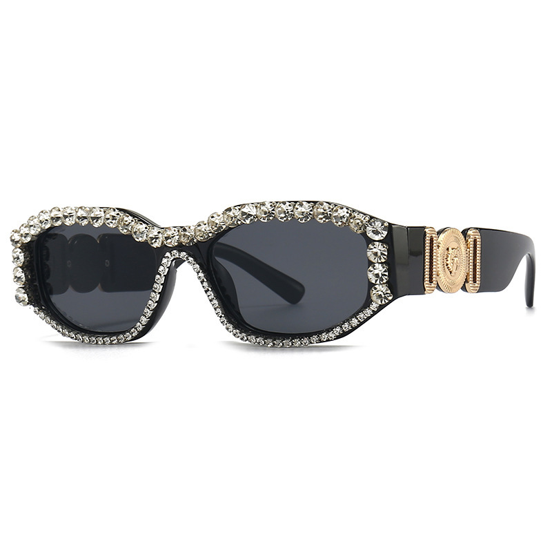 Luxury Brand Designer Sunglasses 76003 New European And American Fashion Rhinestone Women's Sunglasses Beauty Head Hip Hop Sunglasses
