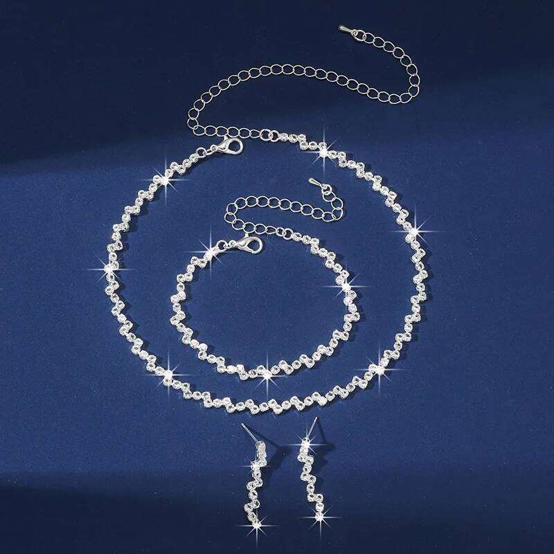 4PC Women's Fashion Copper Claw Chain Minimalist Necklace Earrings Bracelet Jewelry Set Wedding Banquet Party Holiday Gift Z260313