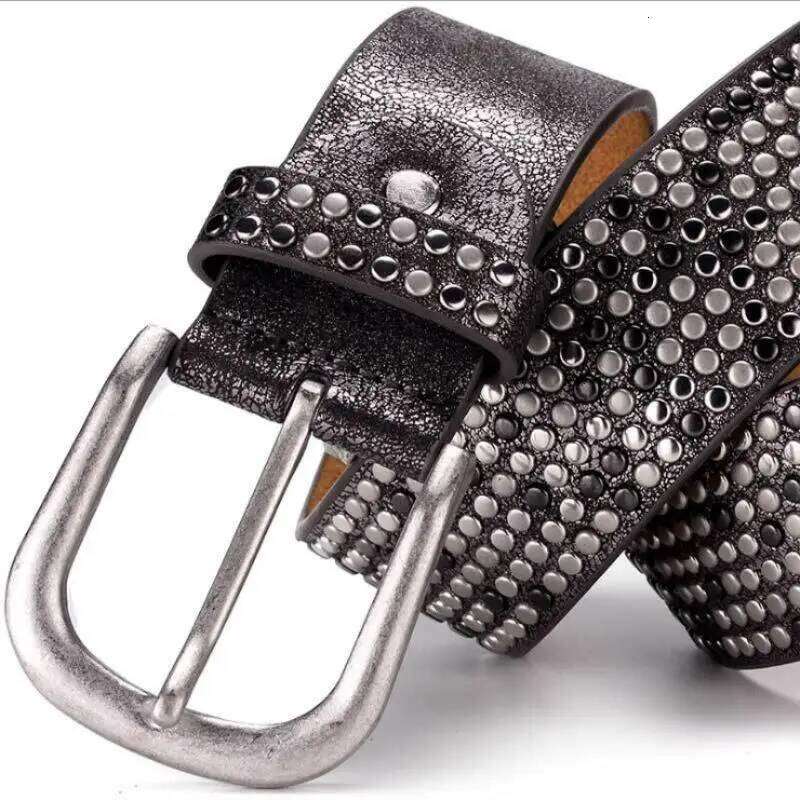 SupSindy Jeans Belt Punk Dot Rivets Pin Buckle Luxury Brand Lady's Original PU Leather Belts for Women Waistband Female Z260226