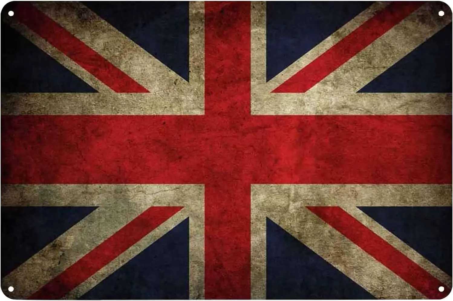 United Kingdom Flag Tin Sign UK British National Flags with Red White Blue Vintage Metal Poster for Men Women Wall Art Decor for D260314