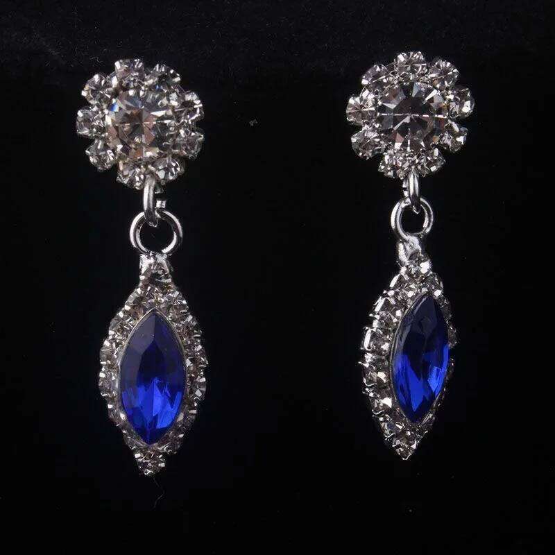 Multi-Color Crystal Floral Jewelry Set Purple/Blue/Red Necklace Earrings Statement Accessories for Wedding Prom Party Z260313