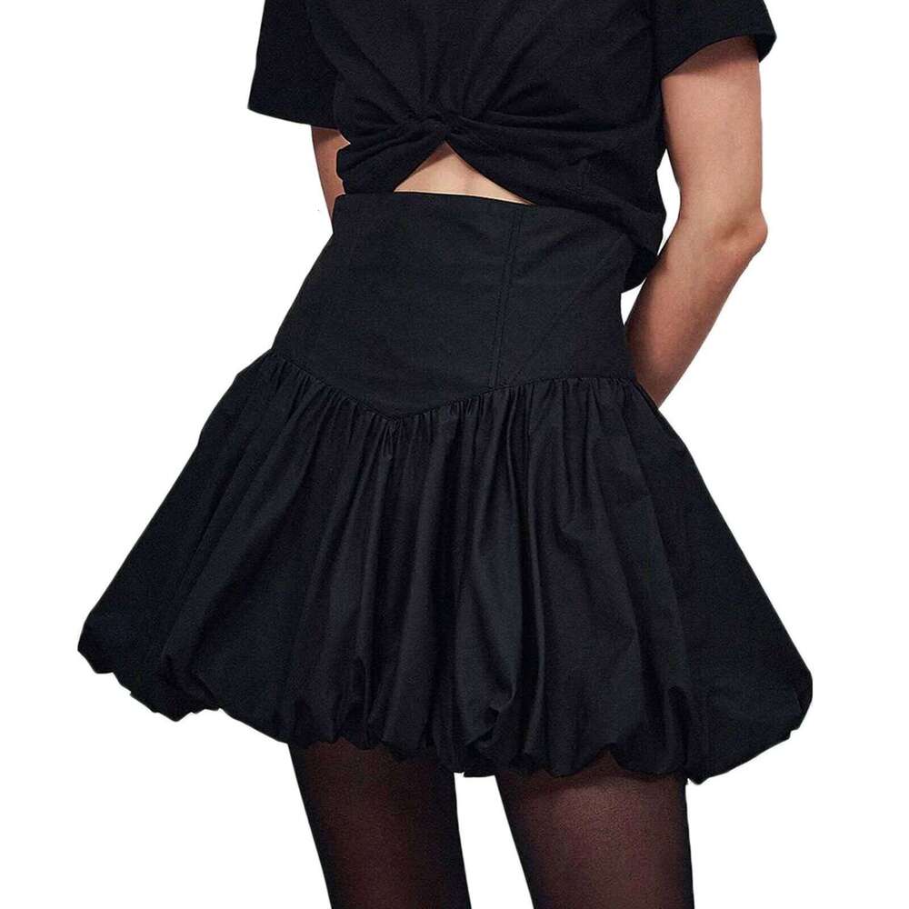 New Women Summer Bubble Casual Solid Color High Waist Mini Skirt for Beach Vacation Club Streetwear Aesthetic Clothes Z260314