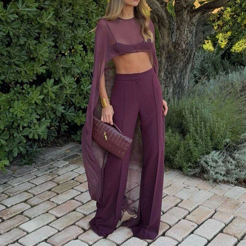 Combhasaki Womens High Low Polka Dot/Solid Color Sheer Cover-ups Summer Holiday O Neck Cape Blouse Female Jacekt Long Party Tops