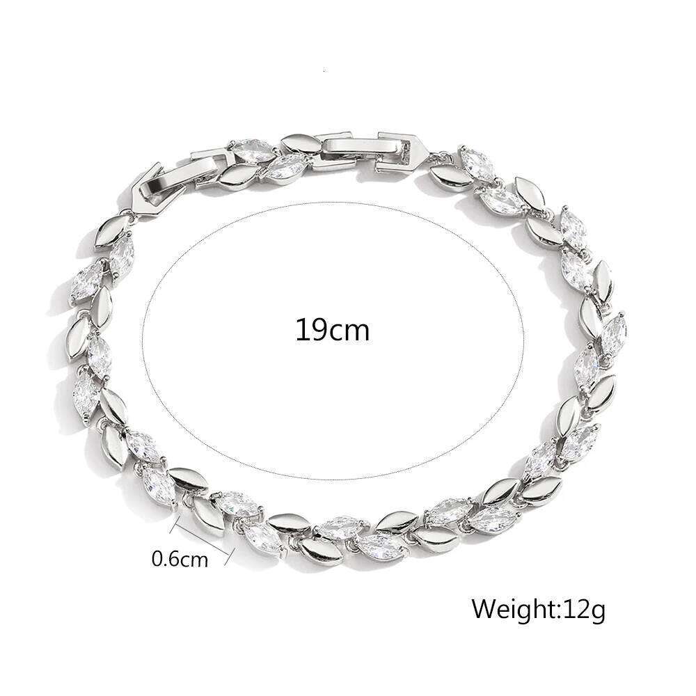ZAKOL New Trendy Leaf Shaped Cubic Zirconia Bracelet for Women Silver Gold Color Wedding Bride Jewelry Stylish Accessories Z260313