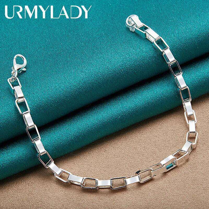 URMYLADY 925 Sterling Silver Big Long 5mm Box Chain Bracelet Wedding Engagement Party For Women Man Fashion Charm Jewelry Z260313