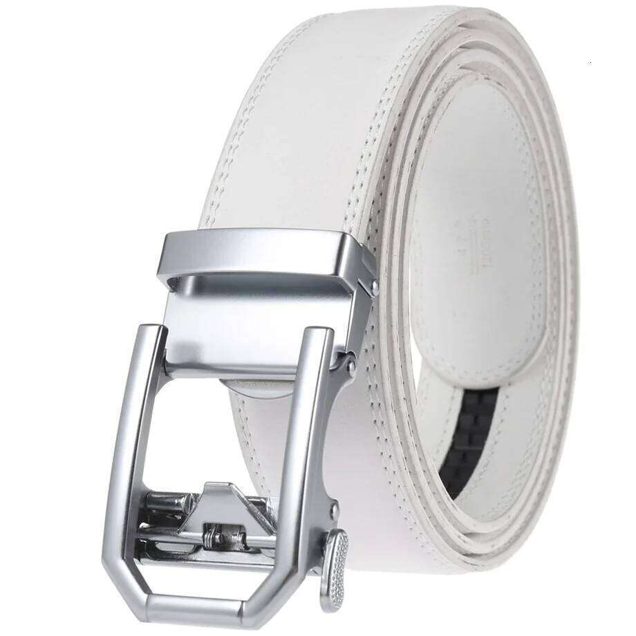 Genuine Leather White Belt For Men 2024 Cowhide Luxury Male Waist Strap Suit Pants Formal Ceinture 3.5cm Width B994 Z260226