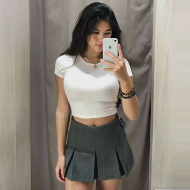 HXAO Mini Pleated Skirts For Women 2025 Black Darkgrey Pants Elegant A Line High Waist Culottes Korean Style Skirt Shorts Z260314