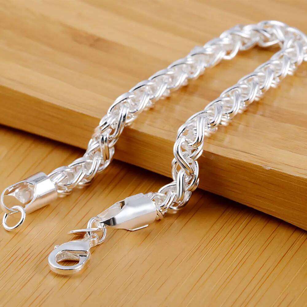 Hot retro twisting circle chain 925 Sterling Silver Bracelet for woman Popular Wedding party Christmas Gifts fashion Jewelry Z260313