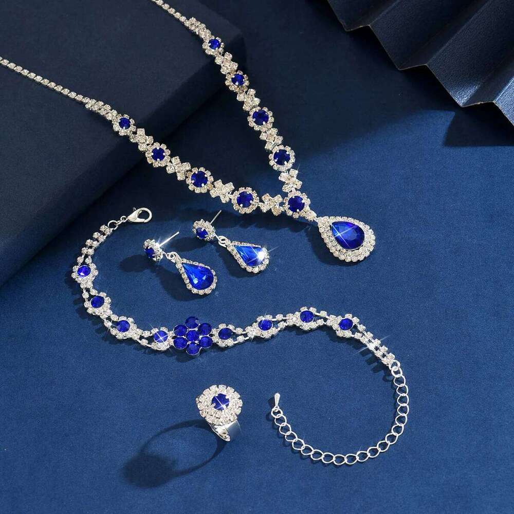 Ladies' Fashion Flower Water Drop Necklace Earrings Bracelet Jewelry Set Suitable for Wedding, Party, Festival Gifts Z260313
