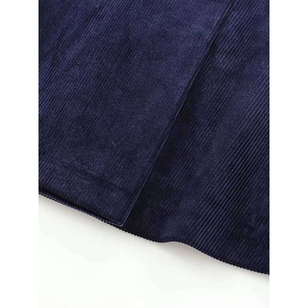 New Fall Women's Clothing European and American Style French Design Fashionable Versatile Corduroy Top Mini Skirt Set Z260314