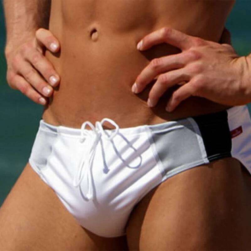 Summer Swimwear Men's Swimming Trunks Nylon Waterproof Elastic Waist Sexy Swimsuit Briefs Male Swim Surfing Beach Board Shorts Z260314