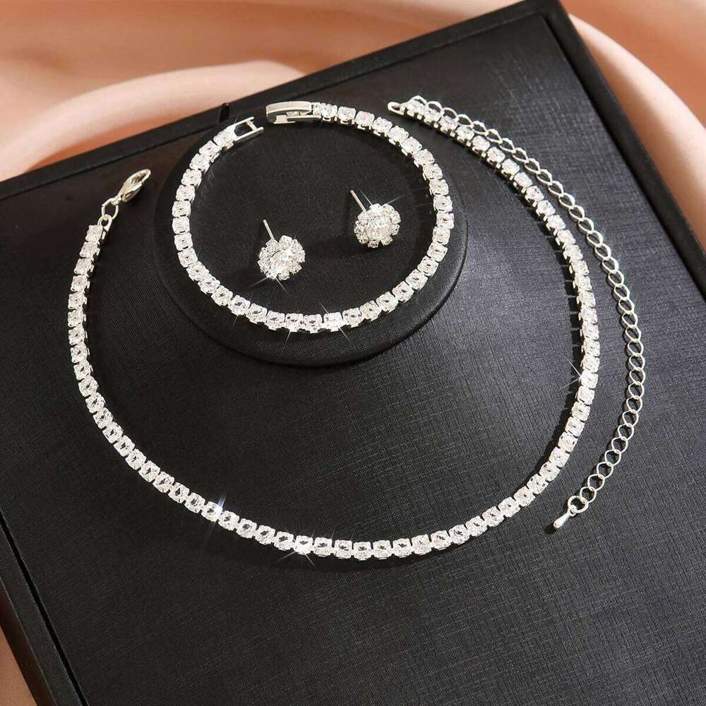 Ladies' fashionable, simple and versatile necklace, earring, bracelet, jewelry set suitable for daily wear, holiday gifts Z260313