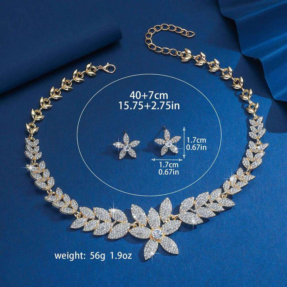 3PC Women's Fashion Flower Necklace Earrings Jewelry Set Elegant High end Design, Suitable for Party and Festival Gift-8495 Z260313