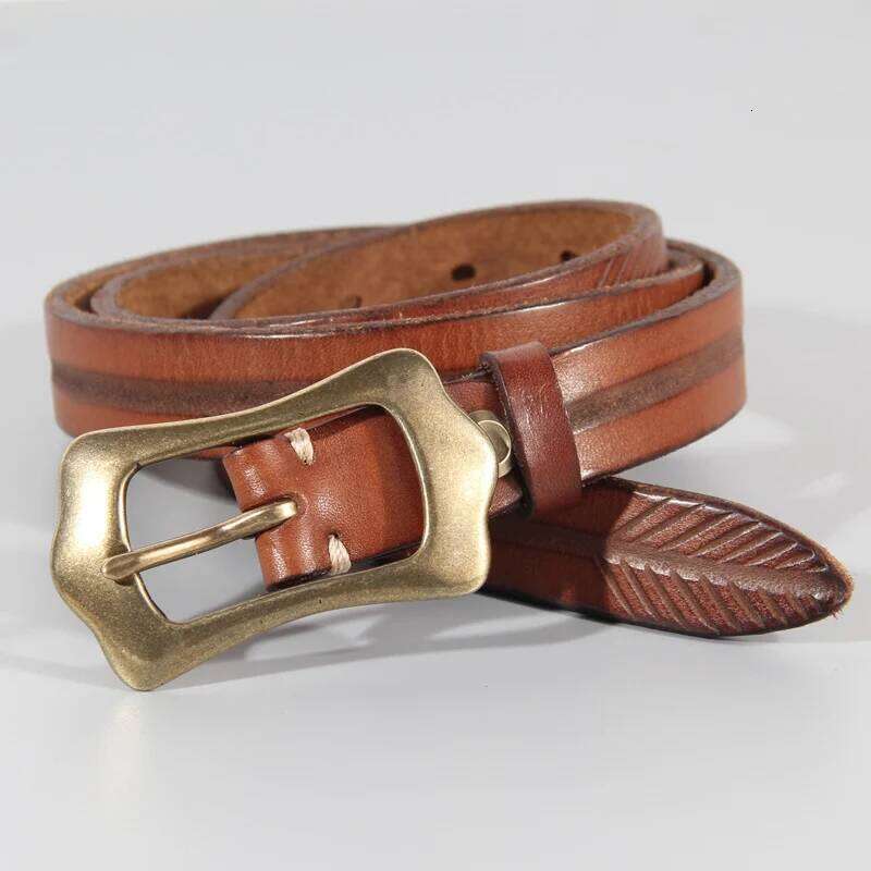 Retro Personality Women's Genuine Leather Extra Thick And Fine Top Layer Cowhide Copper Buckle All-Match soft jeans Belt Z260226