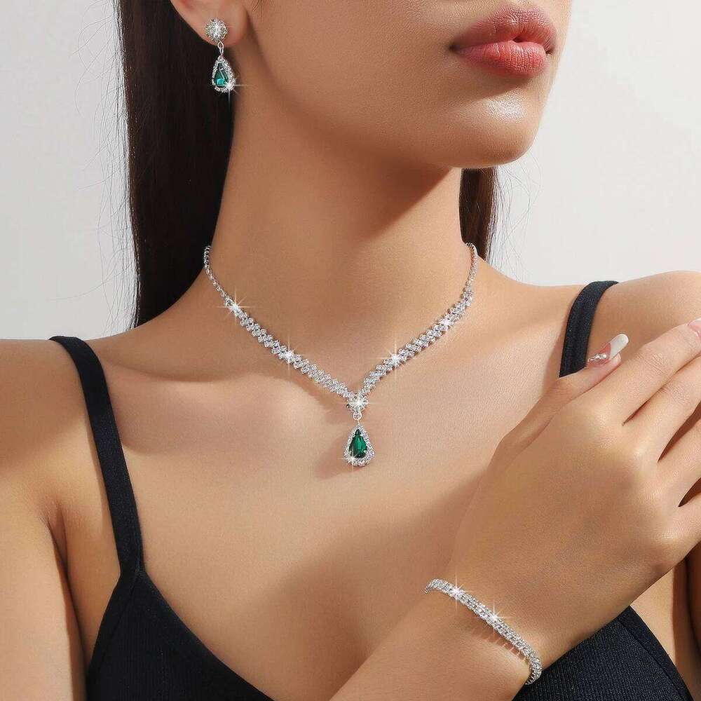 4 Pieces Of Women's Wedding Accessories, Earrings, Necklaces, Bracelets, Bridal Jewelry Sets, Banquet And Party Accessories-2910 Z260313