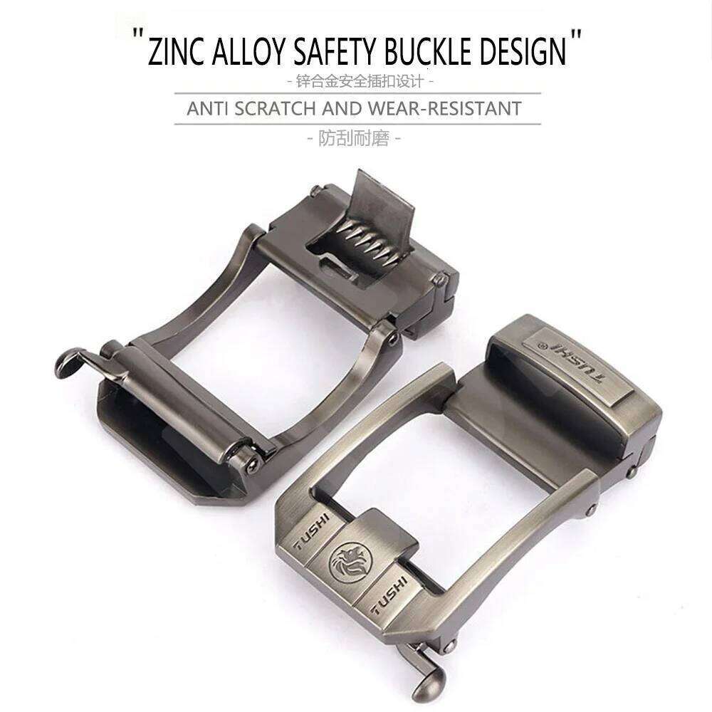 TUSHI Brand 3.5cm Wide Men's leather automatic buckle layer cowhide business youth pants belt Z260226