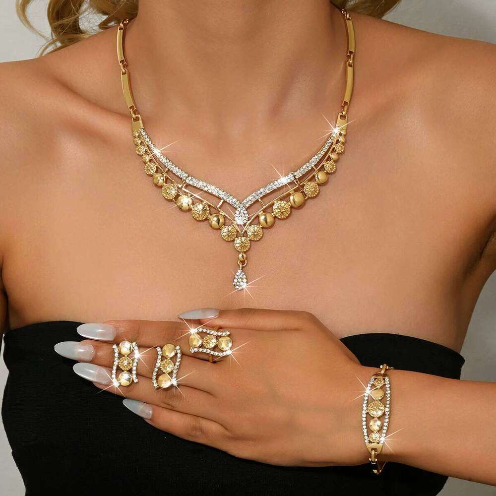 European American exaggerated and exquisite alloy four piece set banquet dress with accessories Z260313