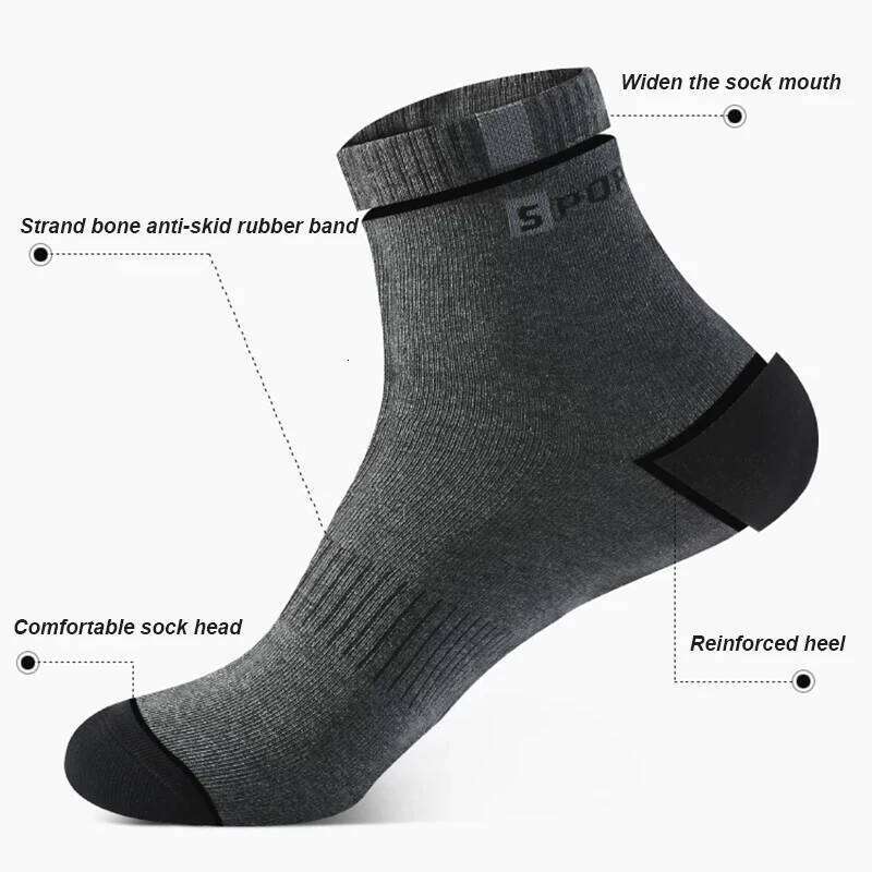 5 Pairs Cotton Fiber Autumn Winter Men Sweat-absorbent Sports Sock Breathable Deodorant Business Socks Z260314