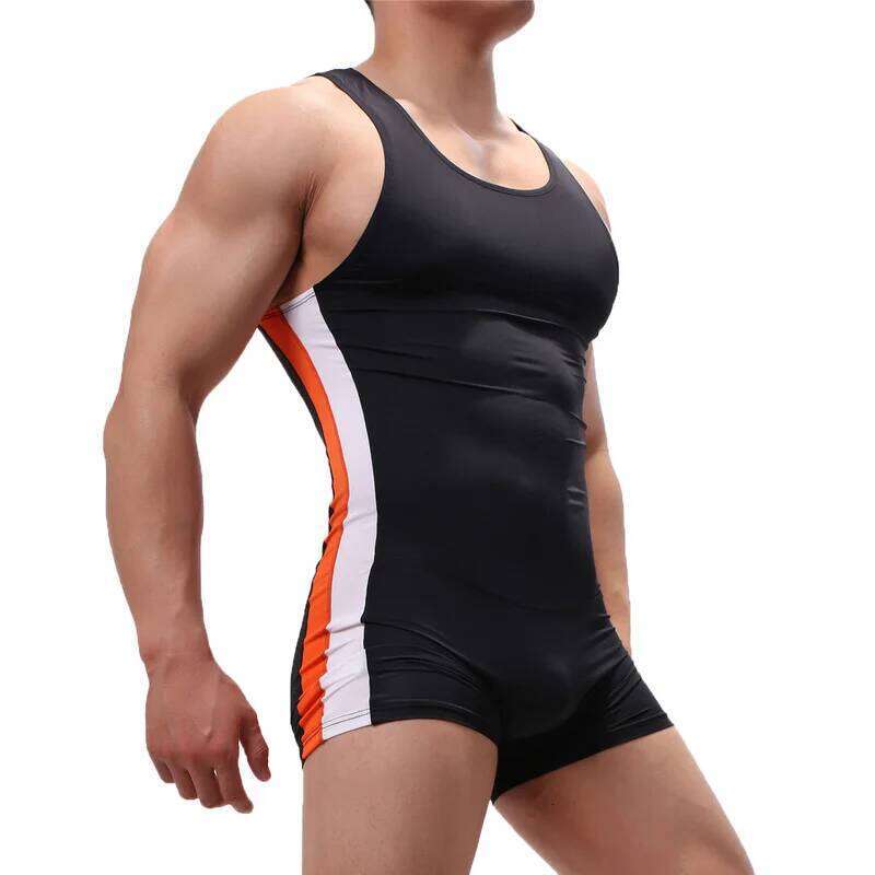 Men Undershirts Leotard Sports Workout Bodysuit Shorts Wrestling Singlet Fitness Jumpsuit Sexy Slip Ice Silk Underwear Swimwear Z260314