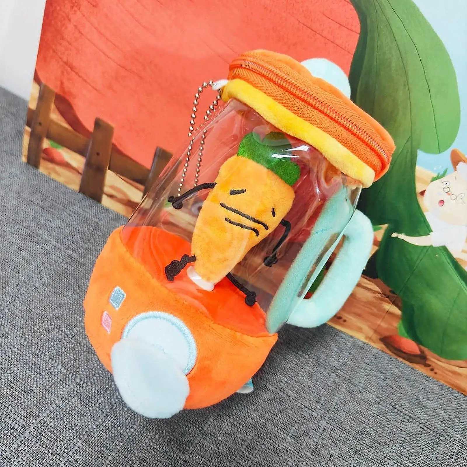 Fun Drawstring Rotating Carrot Juicer Plush Toy Pull String Wind-up Carrot Juicer Plush Toy Interactive Toy for Children Kids Y260314