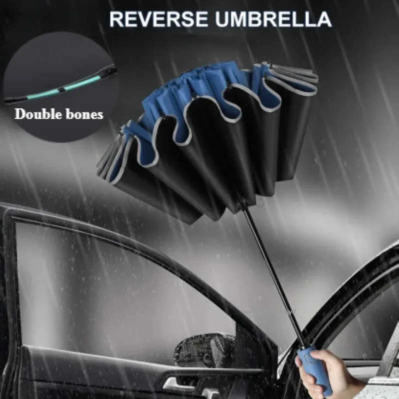 Automatic Reverse Folding Umbrella UV Blocking Sun Umbrella for Men Women 8K/10K 32/40 Bones Windproof Parasol H260314