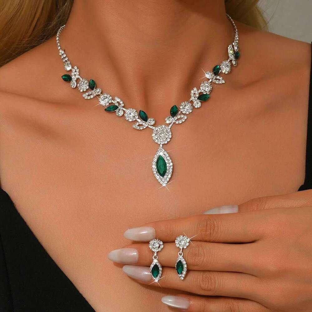 3PC Women's Fashion Leaf Water Drop Necklace Earrings Jewelry Set Suitable for Wedding, Party, Festival Gifts Z260313