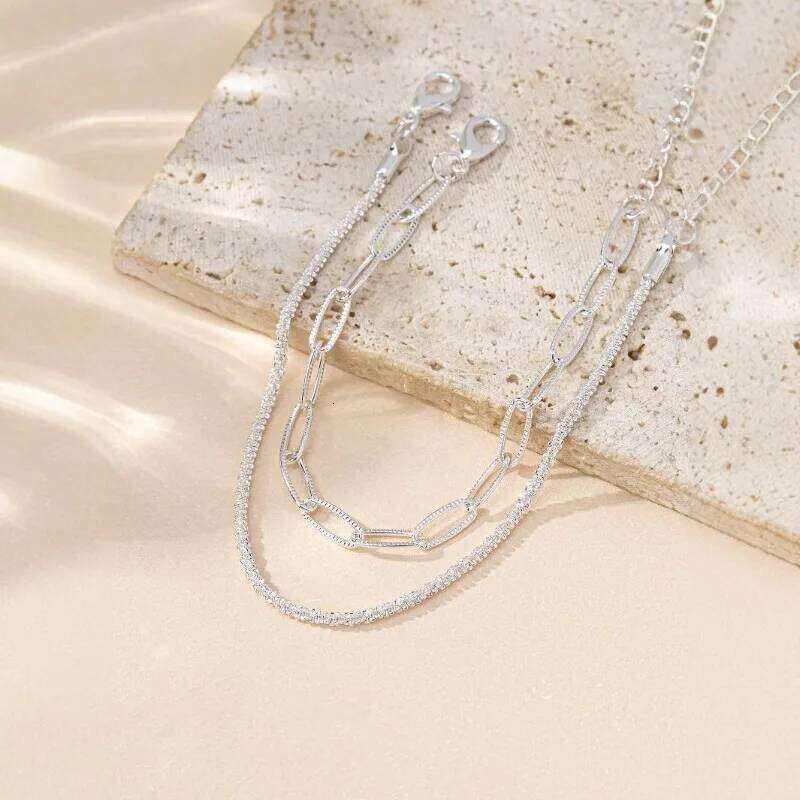 2/6PCS 925 Sterling Silver Link Chain Bracelet for Women Girls Luxury Sparkling Crystal Minimalist Daily Wear Jewelry Gift Z260313
