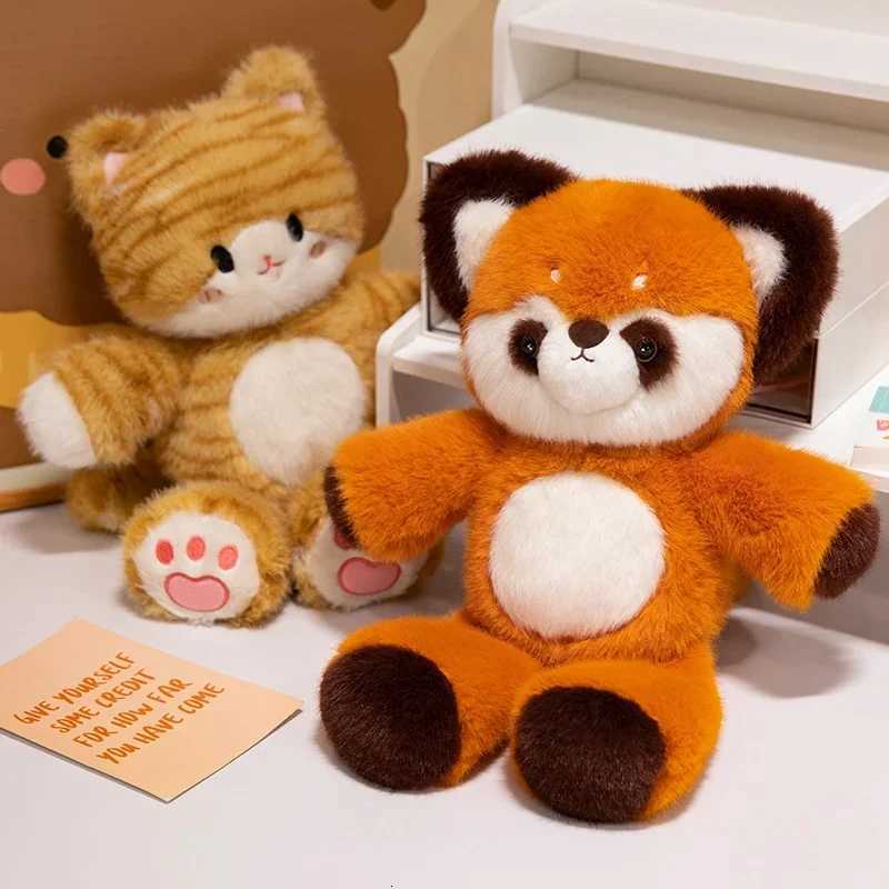 Running Raccoon Cat Plush Toys Cozy Fluffy Cartoon Red Panda Kitten Doll Warm Hugging Animal Doll Cuddly Children Birthday Gift Y260314
