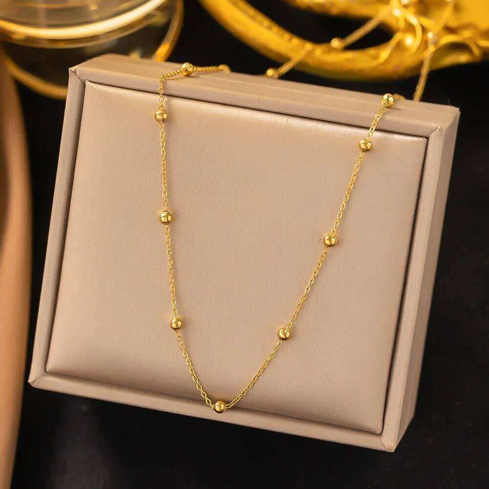 Stainless Steel Charm Trendy Gold Color Double Layer Round Bead Bracelet for Women Classic Simple No Fading Bangle Lucky Jewelry Z260313