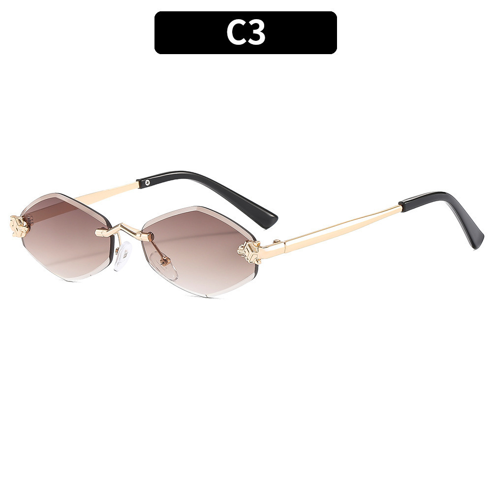 New Y2k Style Frameless Cut-Edge Sunglasses, European And American Fashion Versatile Outdoor Street Photography Sun Protection Glasses