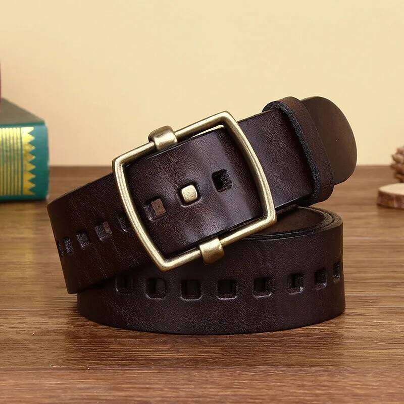 100% Pure Cowhide Metal Pin Buckle Belt For Men High Quality Genuine Leather Belts Male Jeans Business Waistband Luxury Brand Z260226