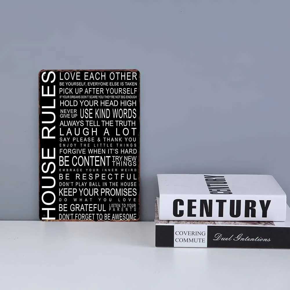 House Rules Signs Tin Metal Retro Plate Home Decor Family Rules Bedroom Living Pub Club Cafe Vintage Poster Decoration 20x30cm D260314