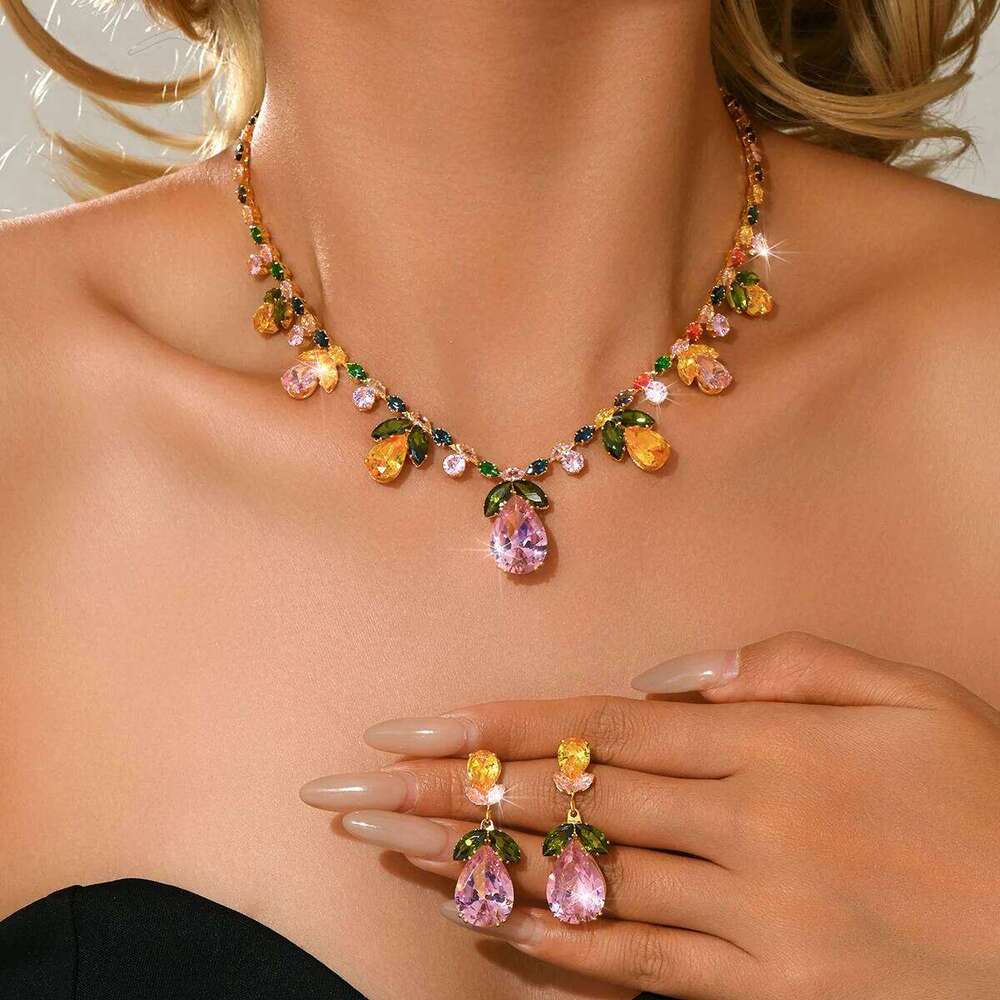 New French Ocean Zircon Necklace Earrings Set Fairy Tree Seal Fine Pair Dress Accessories Women Z260313