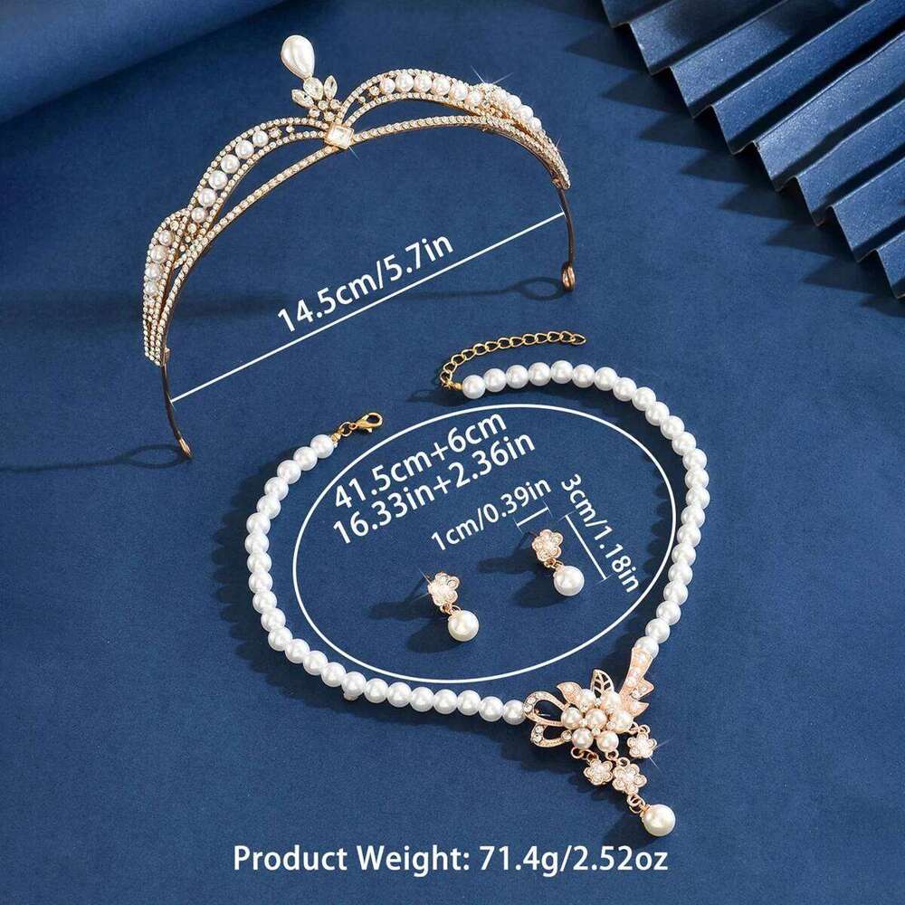 Ladies' Fashion Design Sense Palace Style Flower Crown Necklace Earrings Jewelry Set Wedding Festival Gift Z260313