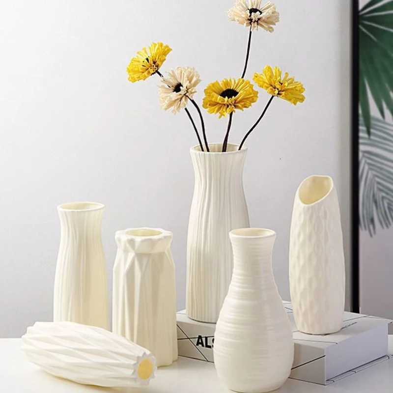 Nordic Plastic Flower Vase Hydroponic Pot Vase Decoration Home Desk Decorative Vases For Flowers Decoration Y260314
