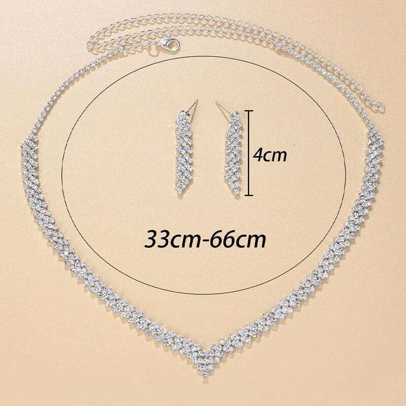 StoneFans Wedding Lozenge Step Style Rhinestone Necklace Earrings Set For Women Jewelry Choker Tassel Earring Bridal Gift Party Z260313