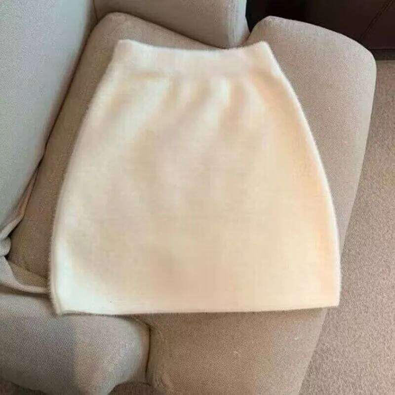 2023 Autumn Winter Elastic High Waist Velvet Knitted Skirts Women Mini Female White Black Short Ladies Bodycon Skirt Z260314