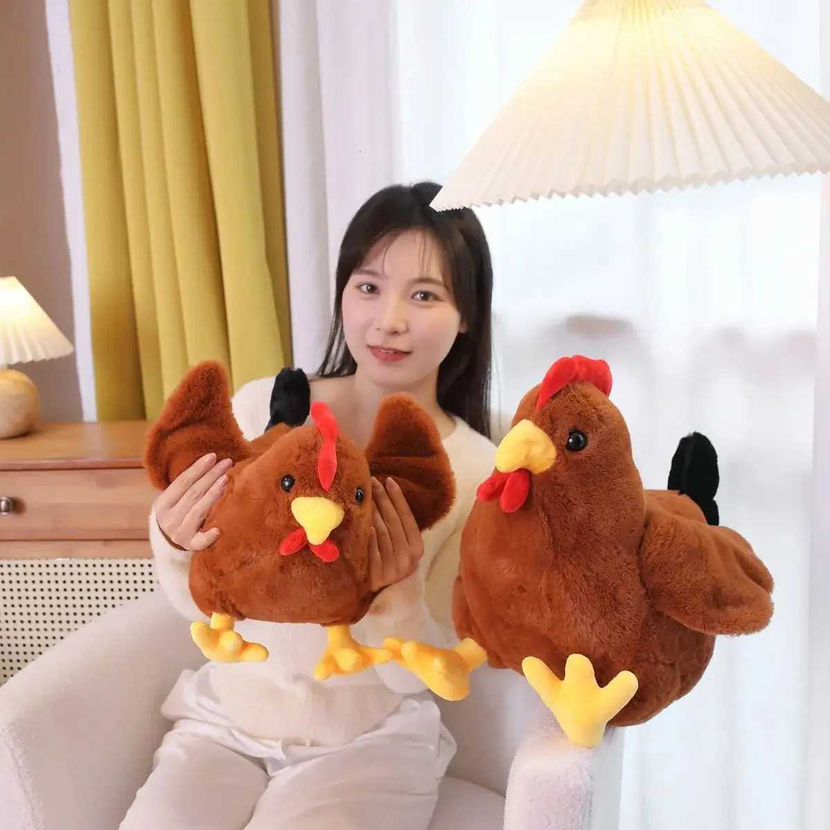 30/40CM Cute Big Rooster Stuffed Plush Toy Childrens Sleeping Doll Childrens Christmas Gift Pet Decoration Y260314