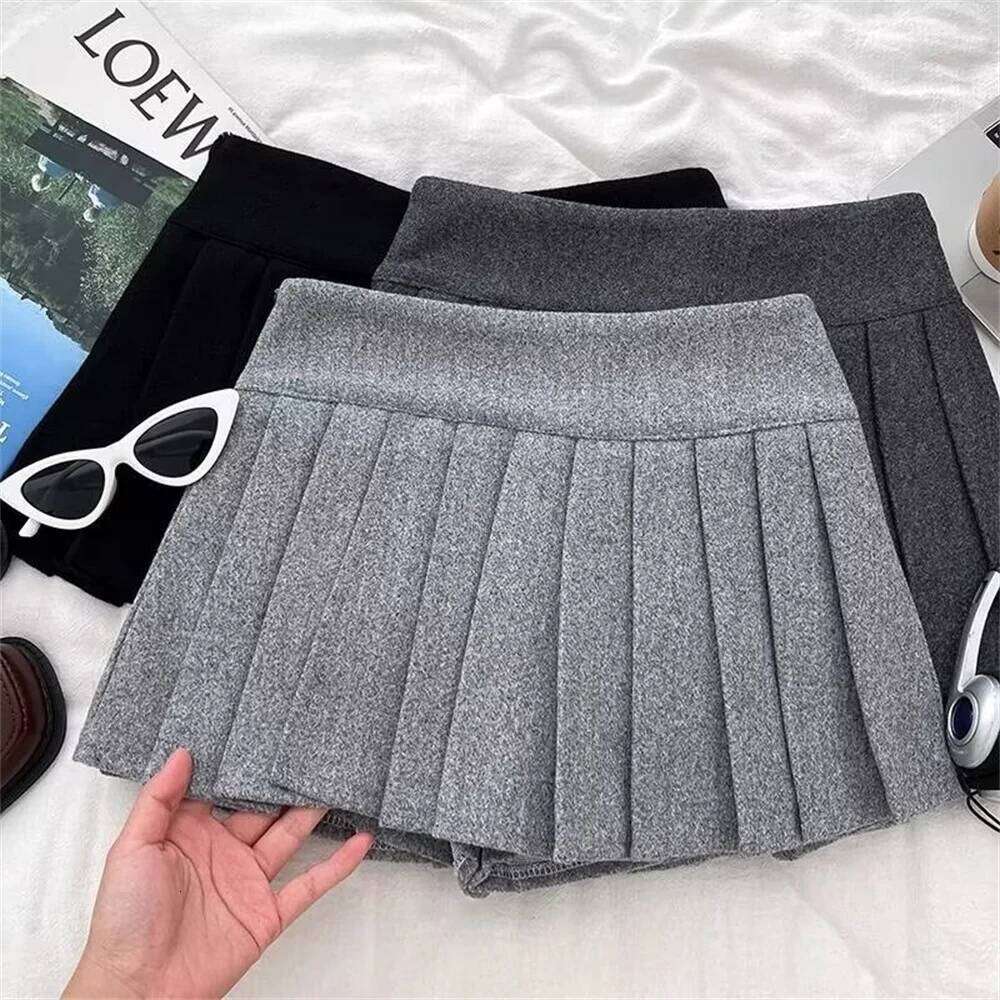 Women Solid New Vintage High Waist Belt A-line Slim Bodycon Skirt Spring Autumn Simple Office Ladies Mini Skirts Z260314