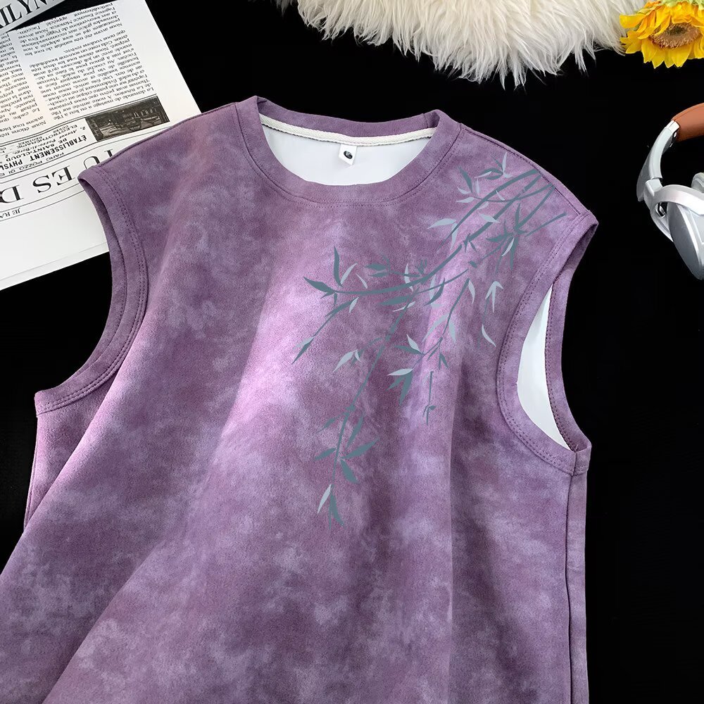 Summer Americanstyle Highend Tiedye Vintage Designer T-shirt Sleeveless Polo For Men Trendy Designer Hoodie Loosefitting Fashion Tank Top