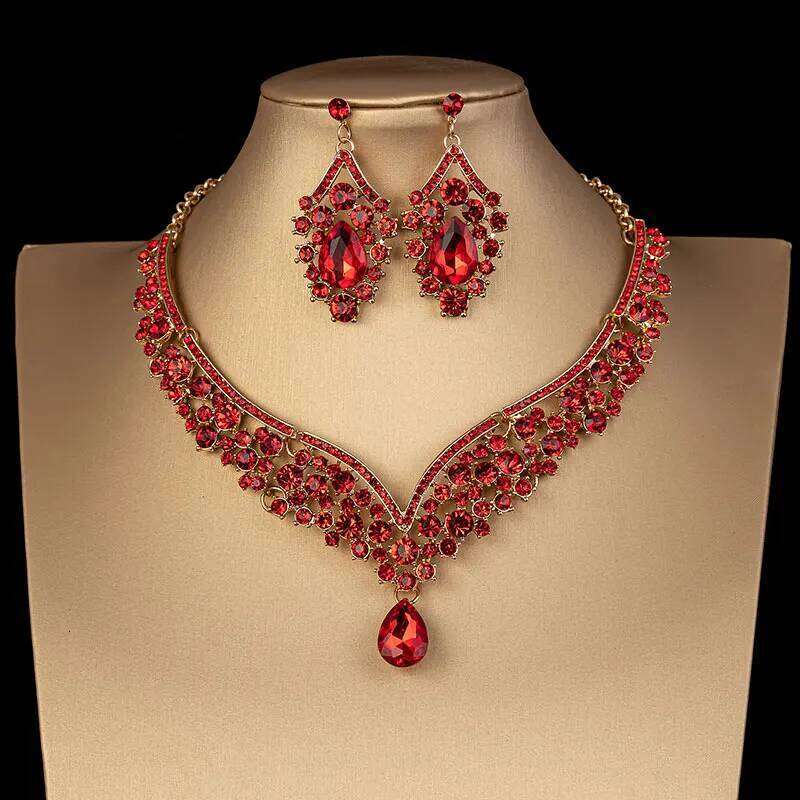 Luxury Crystal AB Color Choker Necklace Earrings Set Rhinestone Bridal Jewelry Sets for Bride Wedding Party Costume Bijoux Femme Z260313