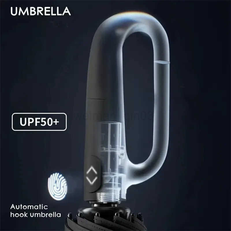 Extra Large Reinforced Wind-resistant Rain-resistant Dual-purpose UV-resistant Fully Automatic Ring-buckle Umbrella H260314