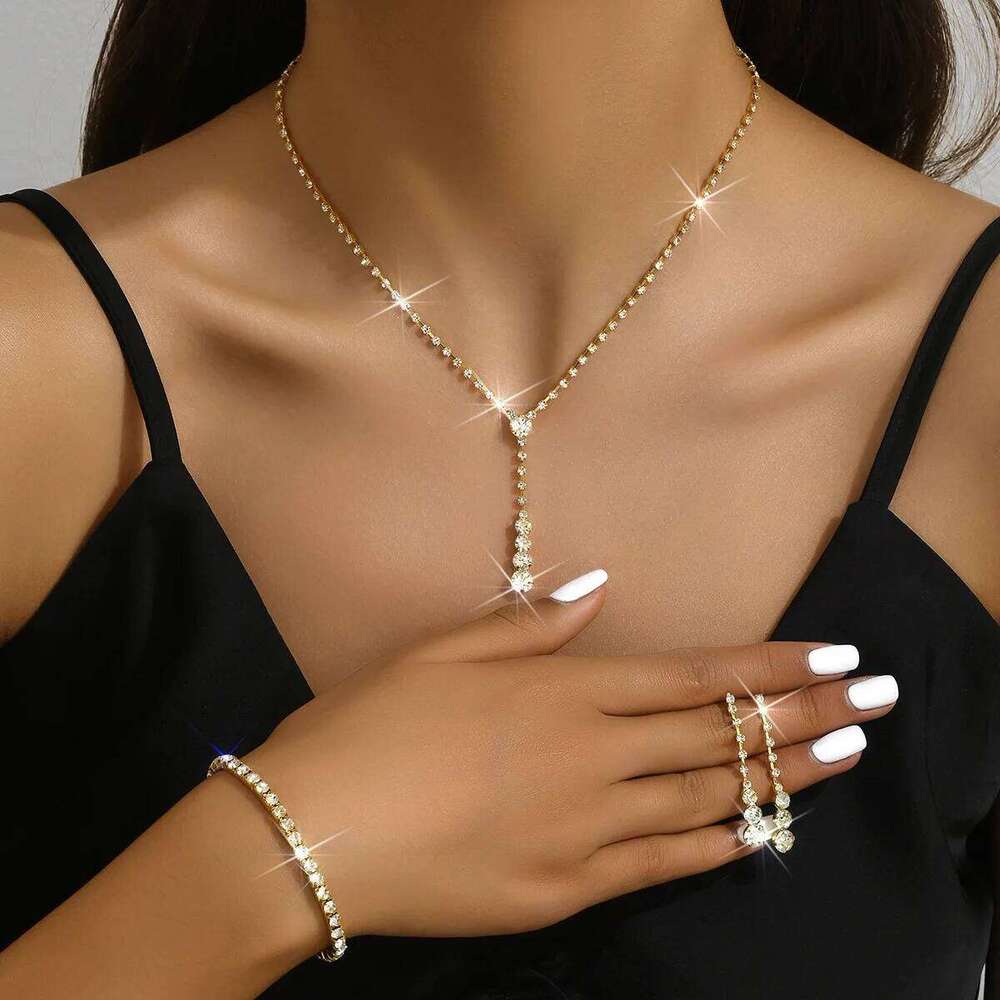 4PC Women's Fashion Copper Claw Chain Minimalist Necklace Earrings Bracelet Jewelry Set Party Festival Gift Z260313