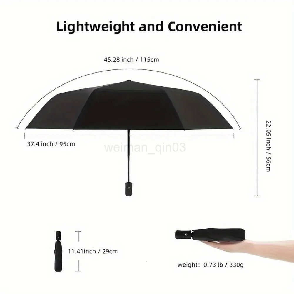 Fully Automatic Windproof Umbrella - Waterproof Foldable Golf Compact Travel Umbrella with Reflective Strip Steel Ribs H260314