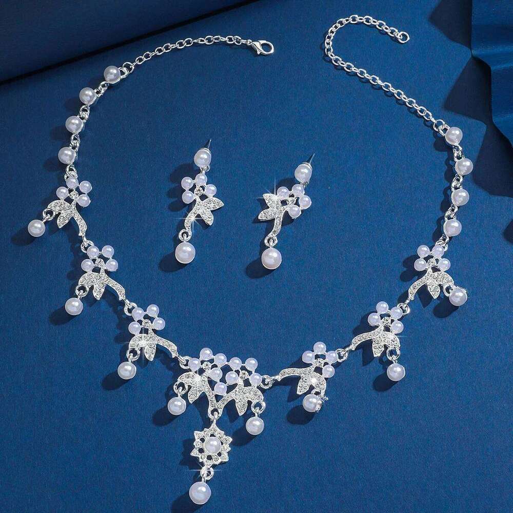 3PC Women's Fashion Imitation Pearl Design Necklace Earrings Jewelry Set Geometric Light Luxury Style Holiday Gift Z260313
